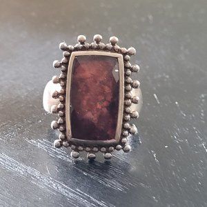 Sterling Silver Ring with Checkerboard Stone